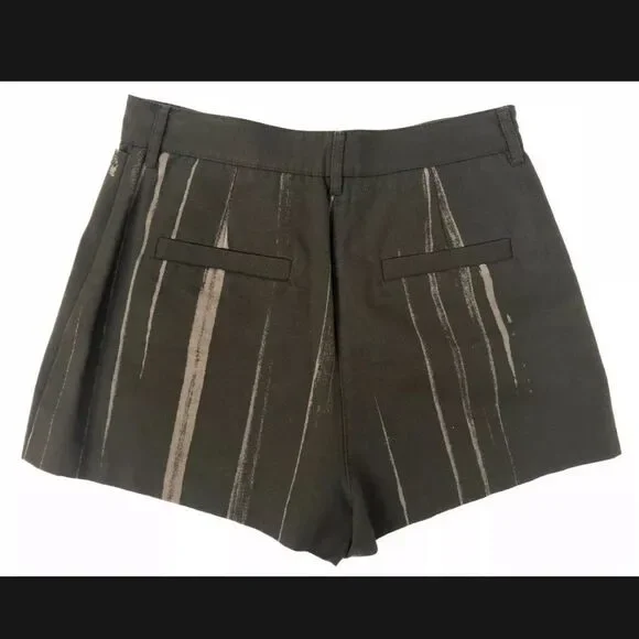 Proenza Schouler Army Green/Tan Streaks Shorts 4 - Picture 5 of 7